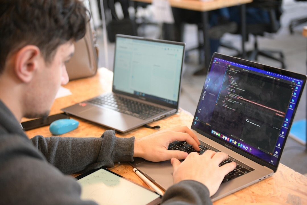 student studying programming