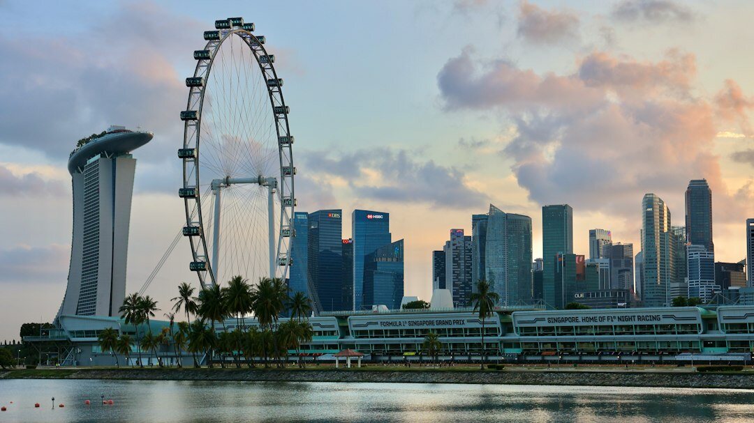 Singapore city skyline with modern skyscrapers at dusk